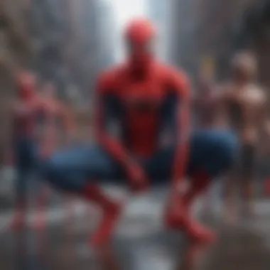 A vibrant depiction of Spider-Man in different multiverse styles.