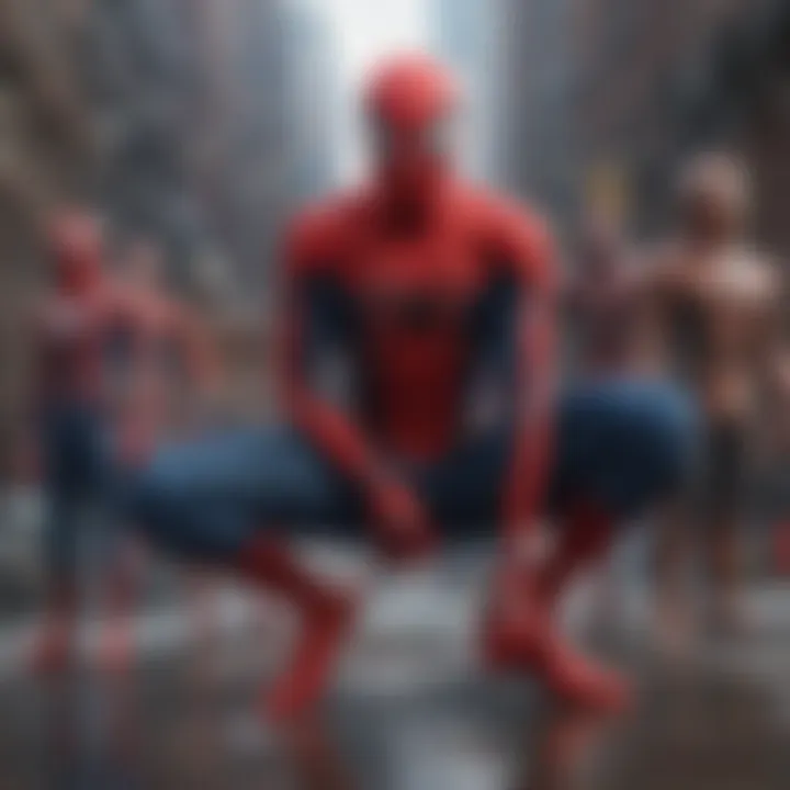 A vibrant depiction of Spider-Man in different multiverse styles.