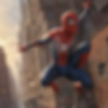 Dynamic action sequence featuring Spider-Man in mid-air