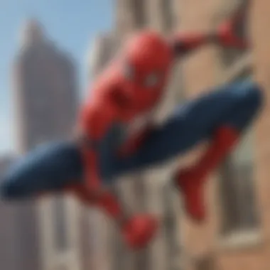 Close-up of Spider-Man's iconic web-shooter in action