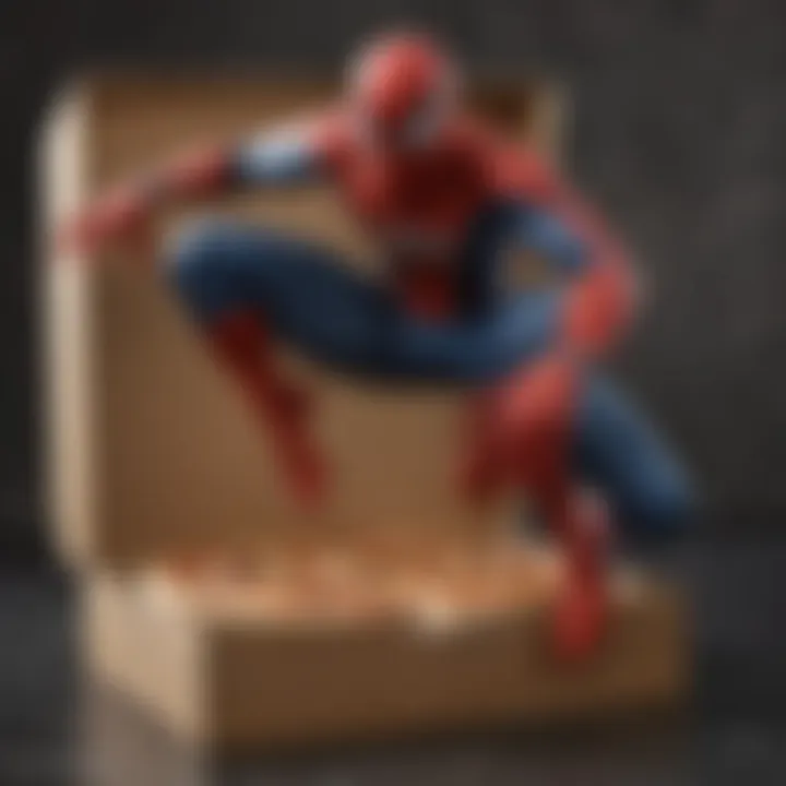 Spider-Man themed pizza box with iconic web design