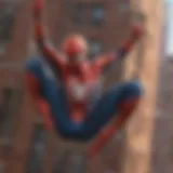 Spider-Man swinging through cityscape