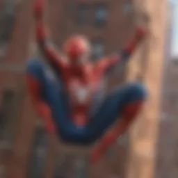 Spider-Man swinging through cityscape