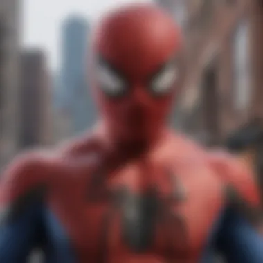 Vibrant Spider-Man costume close-up