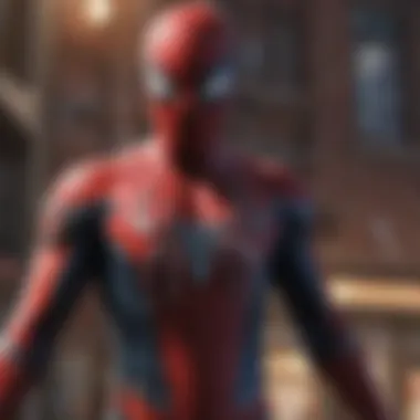 A detailed still from a popular Spider-Man video game, highlighting gameplay elements.