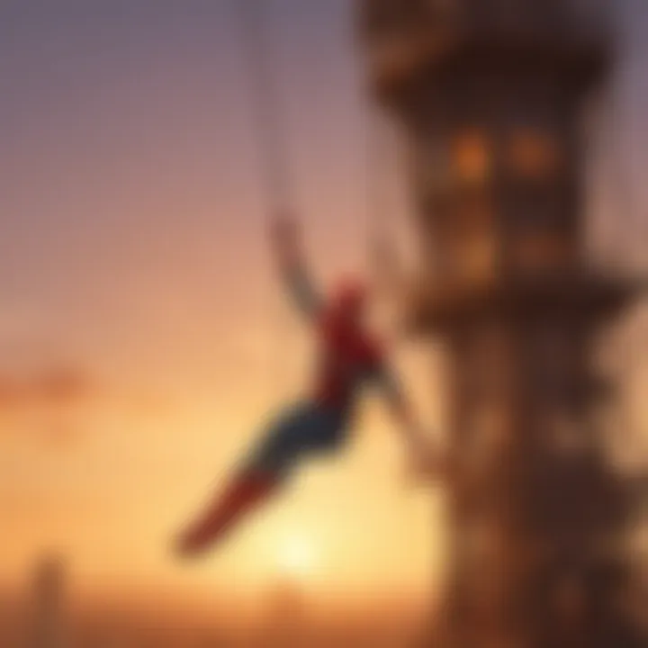 Sunset Glow Over Adventure Tower with Spider Swing