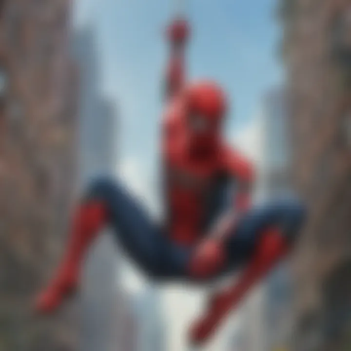 Creative artwork featuring a superhero silhouette swinging into action, hinting at Spider-Man on Disney+