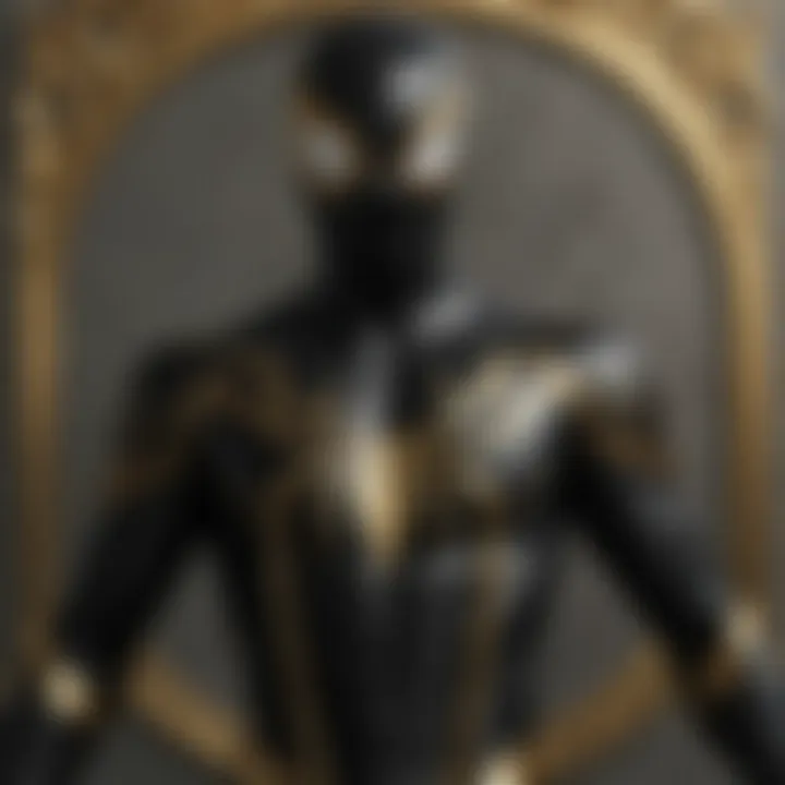 A close-up of the gold trim highlighting its elegance against the black fabric