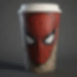 A vibrant Spider-Man coffee cup showcasing iconic web patterns and colors