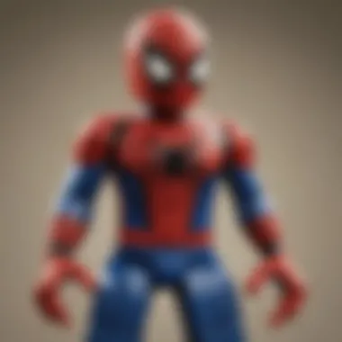 Detailed close-up of Spider-Man LEGO figure showcasing intricate design.