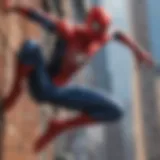 Depiction of Spider-Man in action