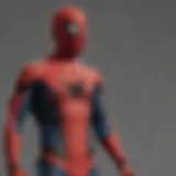 Detailed close-up of Spider-Man costume fabric with texture