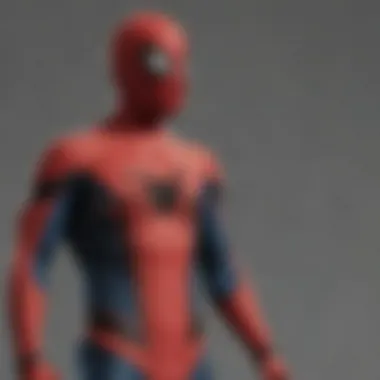 Detailed close-up of Spider-Man costume fabric with texture