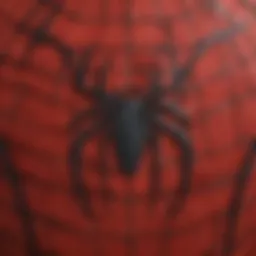 Detailed close-up of a Spiderman costume fabric and stitching