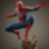 A detailed action figure of Spider-Man showcasing intricate features