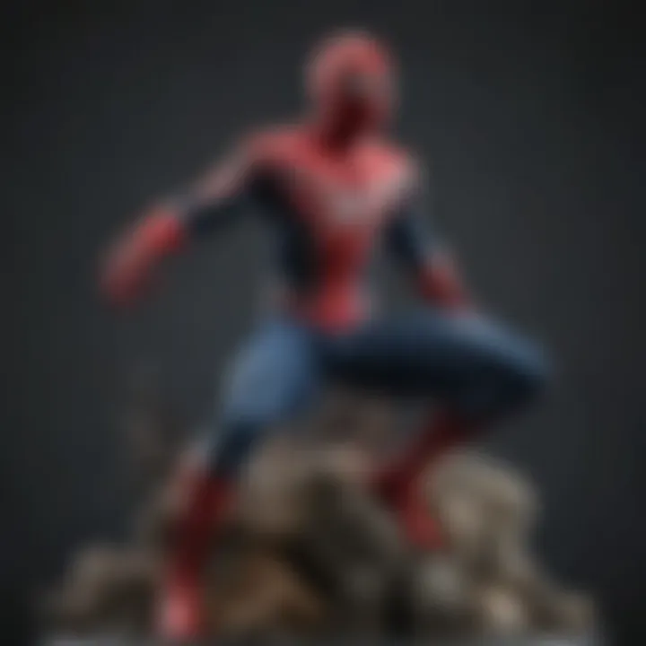 A collection of Spider-Man collectibles displayed artistically