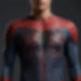 Close-up of Peter Parker's shirt showcasing its design details