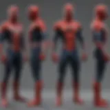 Concept art showcasing the evolution of Spider-Man's suit in upcoming films