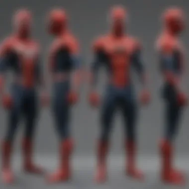 Concept art showcasing the evolution of Spider-Man's suit in upcoming films