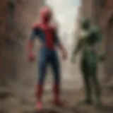 Spider-Man confronting Mysterio in an intense showdown
