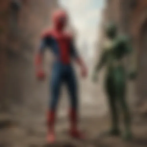 Spider-Man confronting Mysterio in an intense showdown