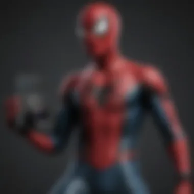 A close-up of Spider-Man's camera gear