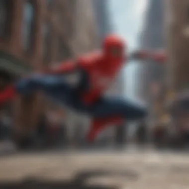 Agility in Motion: The Art of Dance A close-up of Spider-Man's expressive dance moves showcasing agility