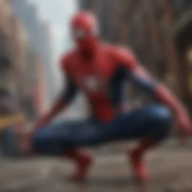 Interactive Dance: Spider-Man in Gaming An animated depiction of Spider-Man dancing in a video game