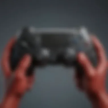 A close-up of a gaming console controller with Spider-Man themed graphics, symbolizing the interactive experience of the games.