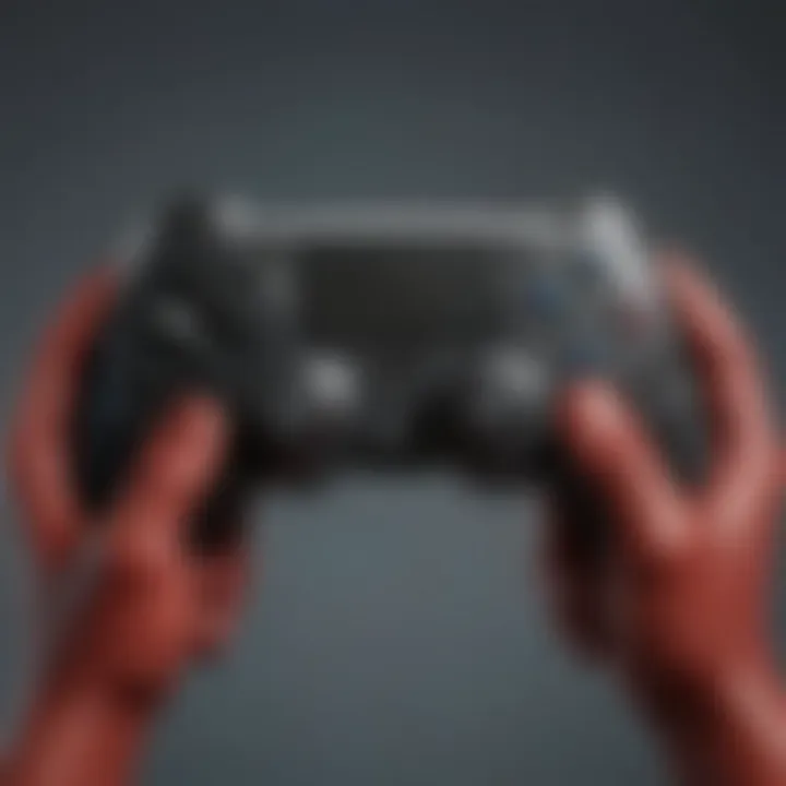 A close-up of a gaming console controller with Spider-Man themed graphics, symbolizing the interactive experience of the games.