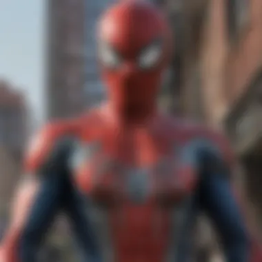 Intricate Details of the New Spider-Man Costume A close-up of the new Spider-Man costume highlighting intricate details.