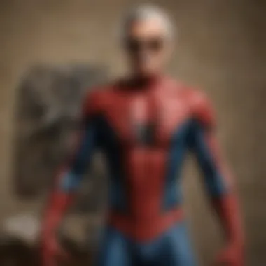 Celebrating Collectible Treasures A collector proudly displaying their Stan Lee signed Spider-Man memorabilia