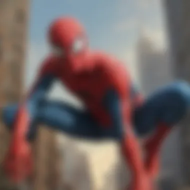 Spider-Man swinging through the city skyline