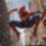 Spider-Man swinging through the city