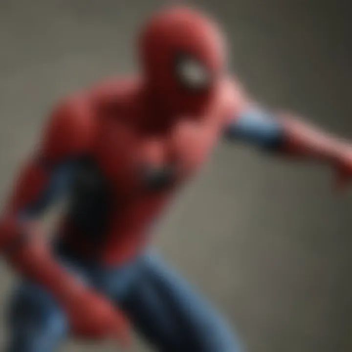 Close-up of a modern Spider-Man action figure showcasing intricate details