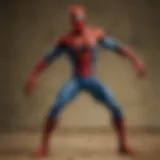 Vintage Spider-Man action figure collection displayed on a shelf