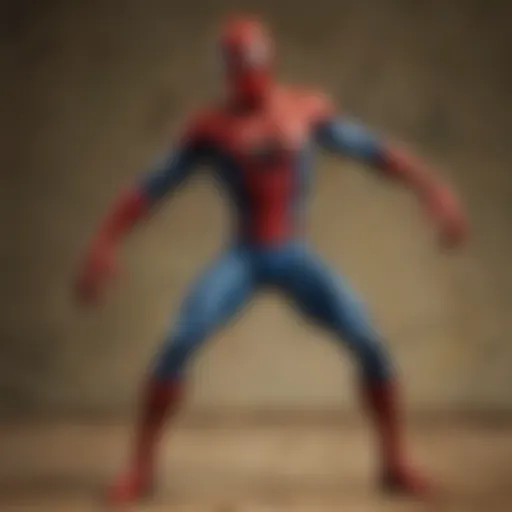 Vintage Spider-Man action figure collection displayed on a shelf