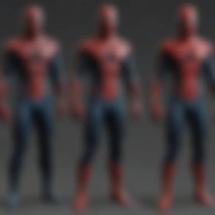 Comparison image of Tobey Maguire's Spider-Man suit alongside modern adaptations.