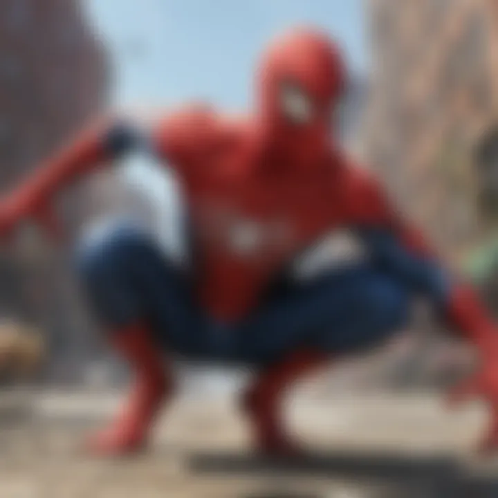 Close-up of Tobey Maguire as Spider-Man in action-packed scene