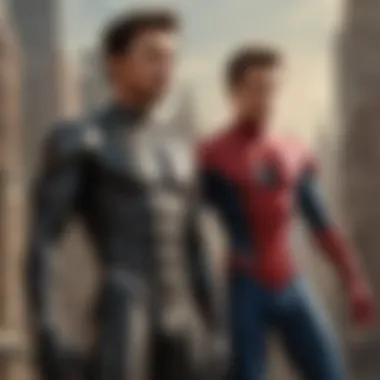 Dynamic duo of Tony Stark and Peter Parker standing side by side