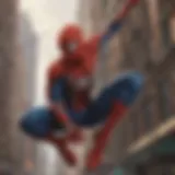 Spider-Man swinging through the city skyline