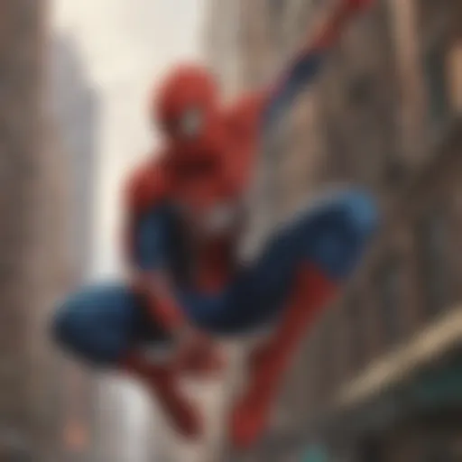 Spider-Man swinging through the city skyline