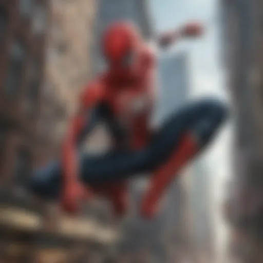 Spider-Man swinging through cityscape