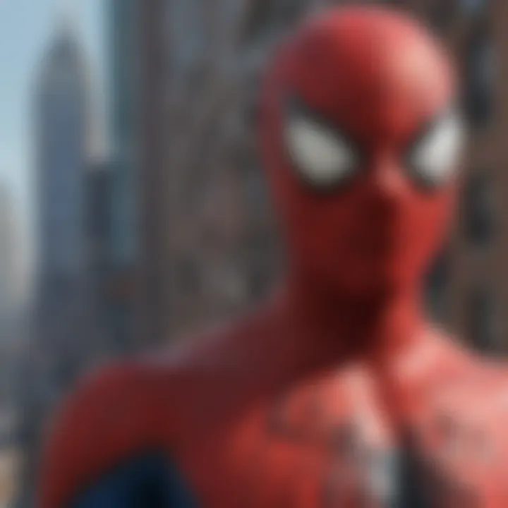 Close-up of Spider-Man in action, showcasing detailed character design