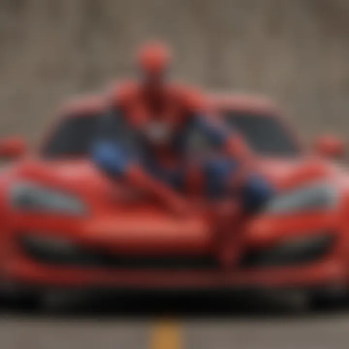 Spider-Man car decal on red vehicle