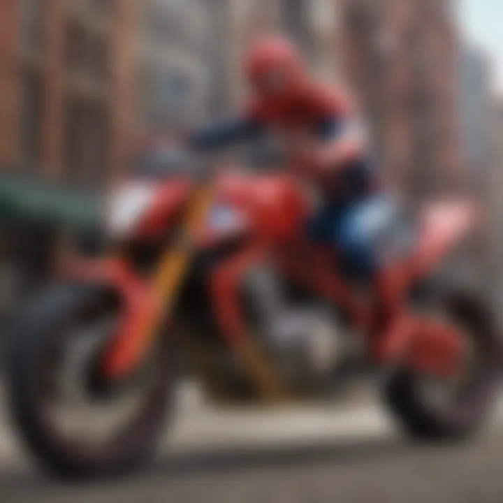 Spider-Man Motorcycle Riding Action Shot