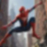 Spider-Man swinging through the city skyline