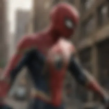 A timeline graphic depicting major Spider-Man movie releases