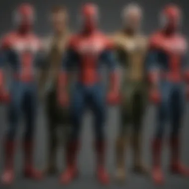 Concept art of various Spider-Man characters involved in the game