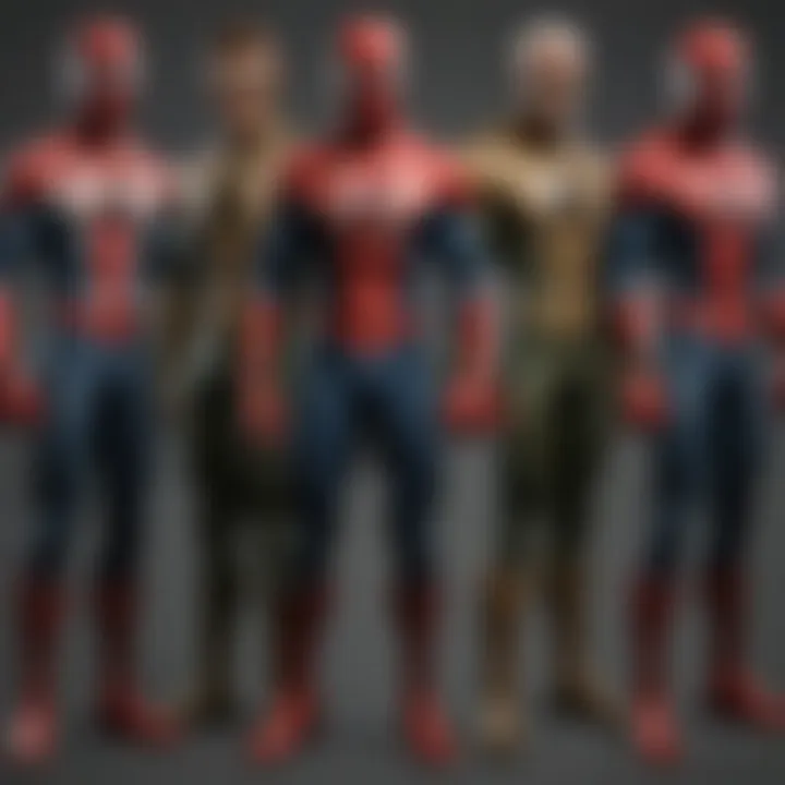 Concept art of various Spider-Man characters involved in the game